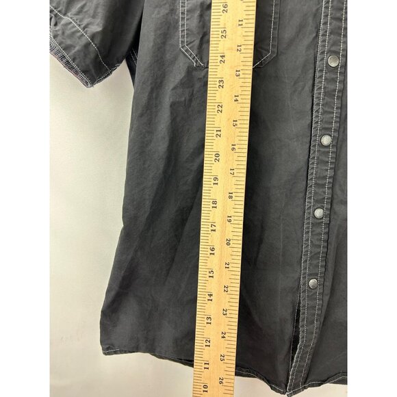 7 Diamonds Men's Large Utility Flap Pocket Casual Snap Front Short Sleeve Shirt - Picture 4 of 13